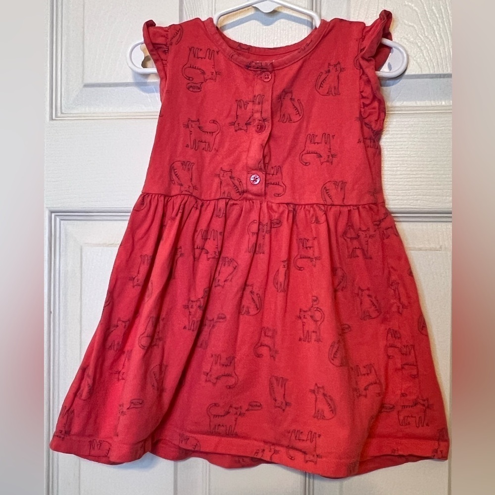 Carter’s girls sleeveless dress with cats - Size 24 months -  Red